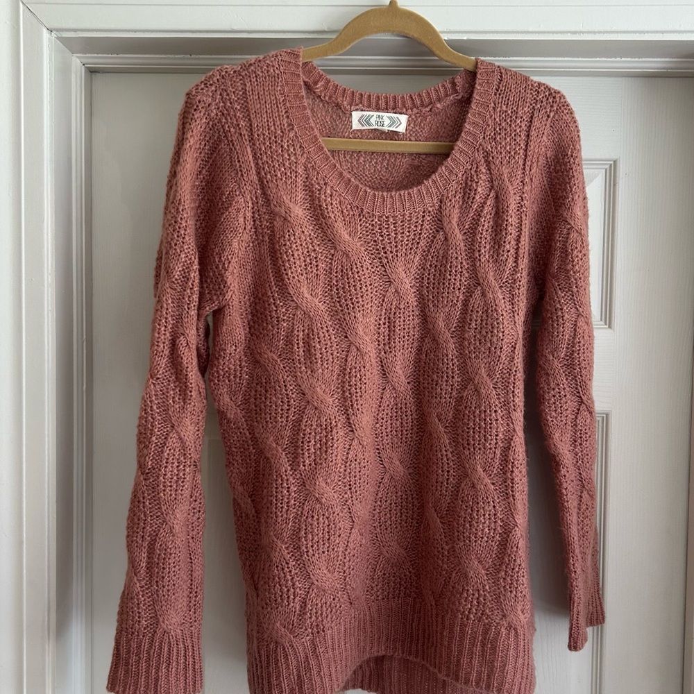 Pink Rose Women's Dusty Rose Cable Knit Sweater / L